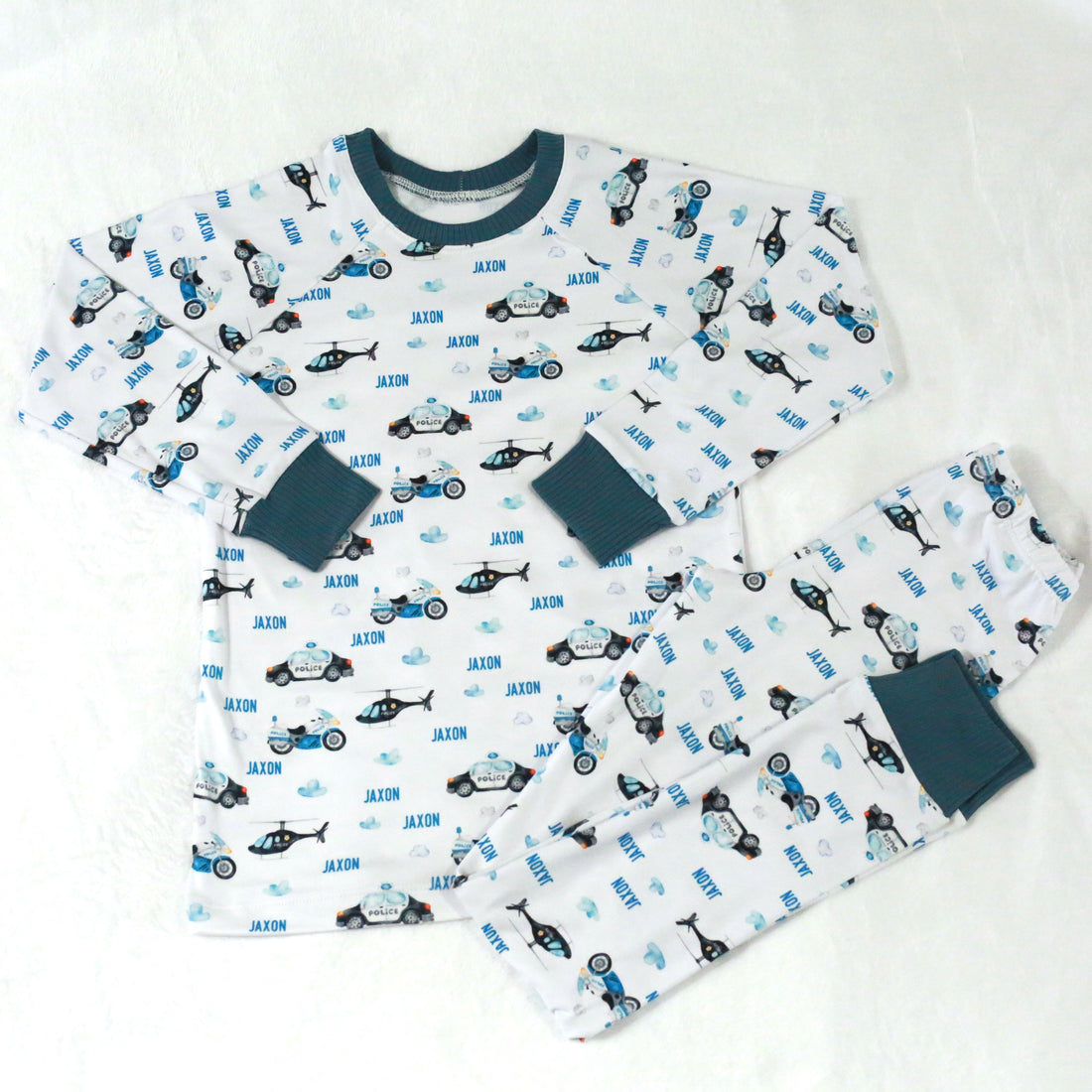 Police Hero Pajamas (Boy or Girl Option) - Short or Long Sleeve (3 months to kids 14)