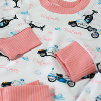 Police Hero Pajamas (Boy or Girl Option) - Short or Long Sleeve (3 months to kids 14)