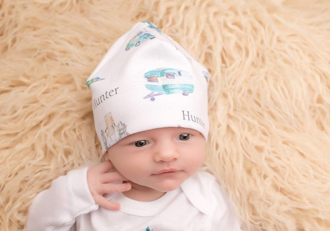 baby hat for newborn with campers