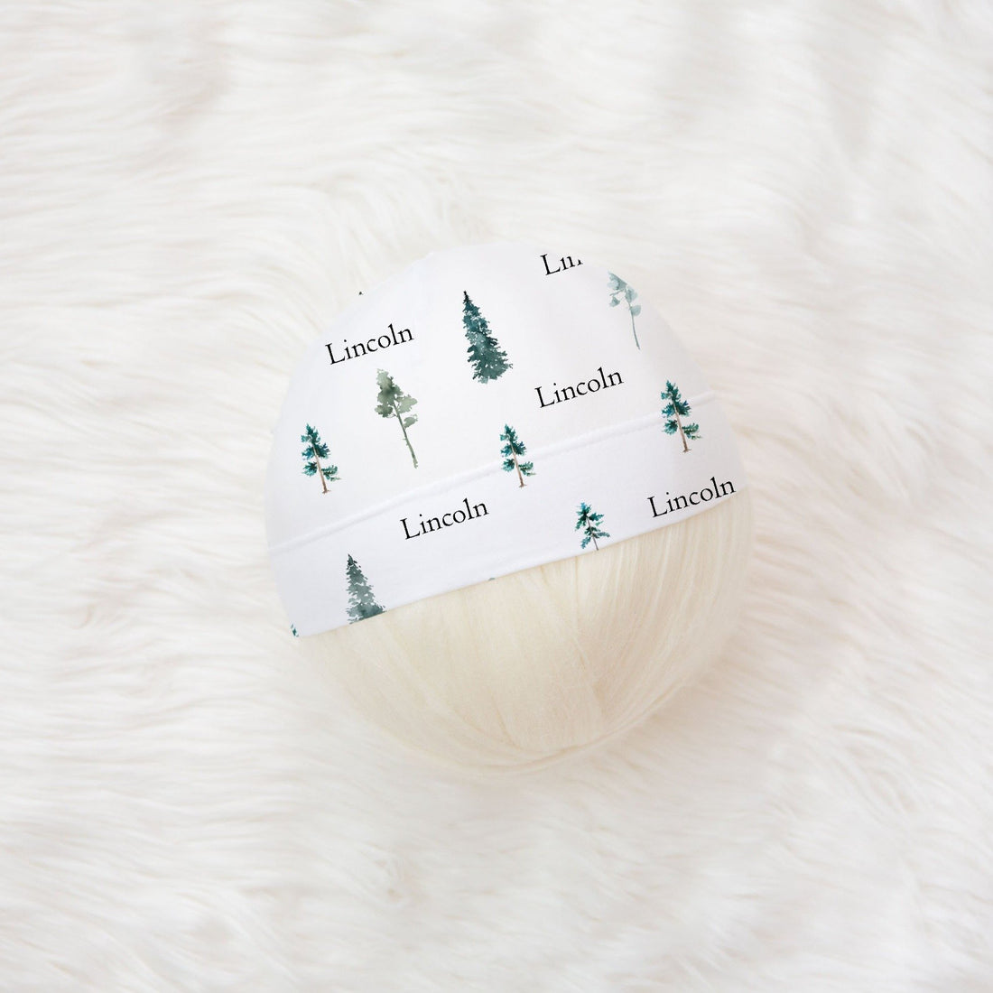 baby boy hat with pine trees. personalized infant hat