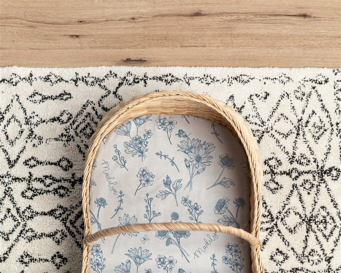 Colleen Floral Blue Bassinet Sheet