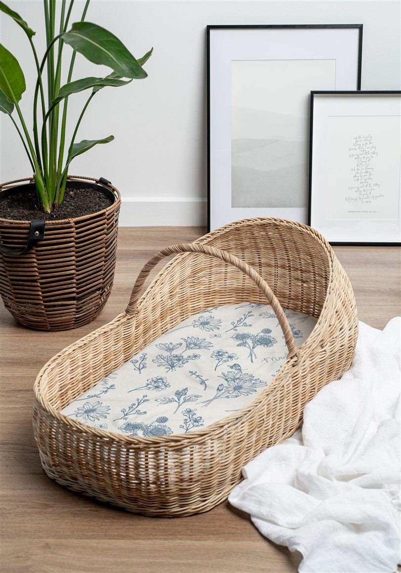 Colleen Floral Blue Bassinet Sheet