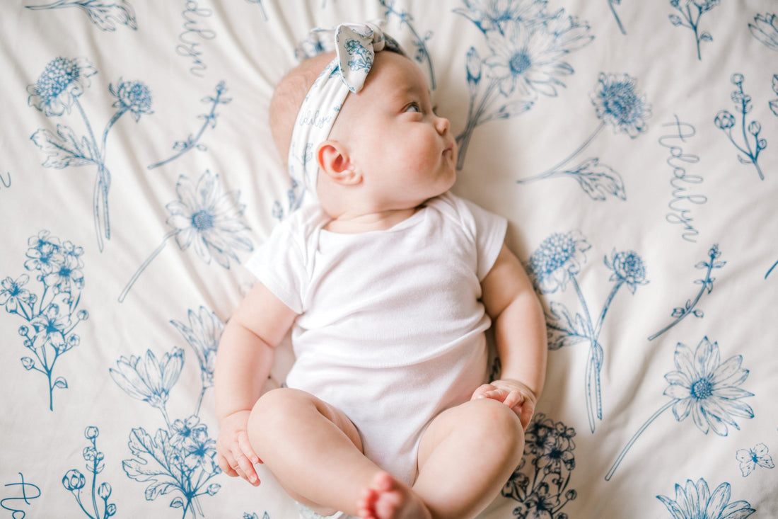 Colleen Floral Blue Stretchy Swaddle