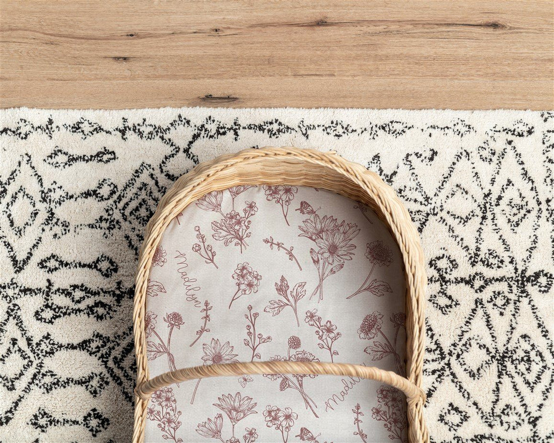 Colleen Floral Mauve Bassinet Sheet