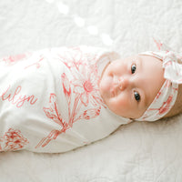 Keepsake Blankie – Personalized Floral Baby Blanket With Satin Trim Swaddle