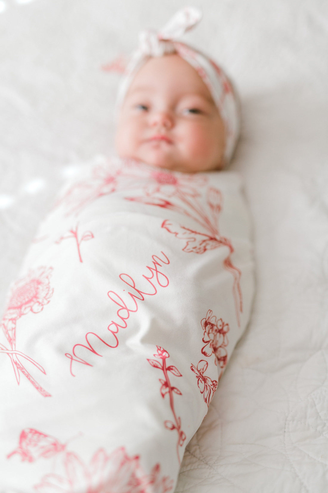 Keepsake Blankie – Personalized Floral Baby Blanket With Satin Trim Swaddle