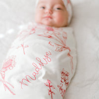 Keepsake Blankie – Personalized Floral Baby Blanket With Satin Trim Swaddle