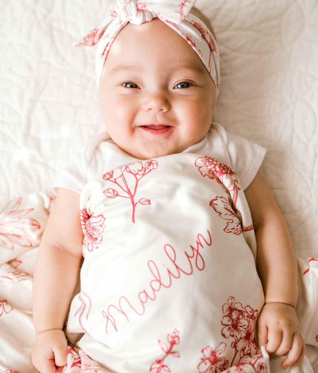 Keepsake Blankie – Personalized Floral Baby Blanket With Satin Trim Swaddle