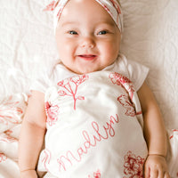 Keepsake Blankie – Personalized Floral Baby Blanket With Satin Trim Swaddle