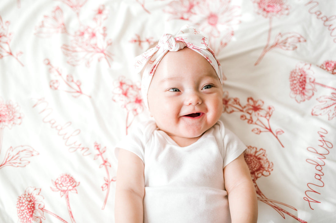 Keepsake Blankie – Personalized Floral Baby Blanket With Satin Trim Swaddle