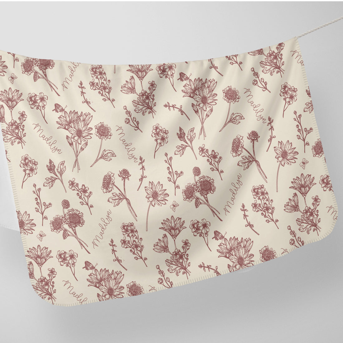 Colleen Floral Mauve Stretchy Swaddle