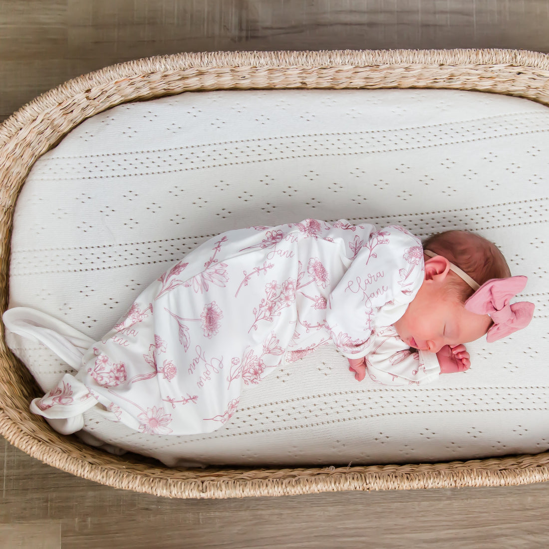 Colleen Mauve Floral Knotted Baby Gown