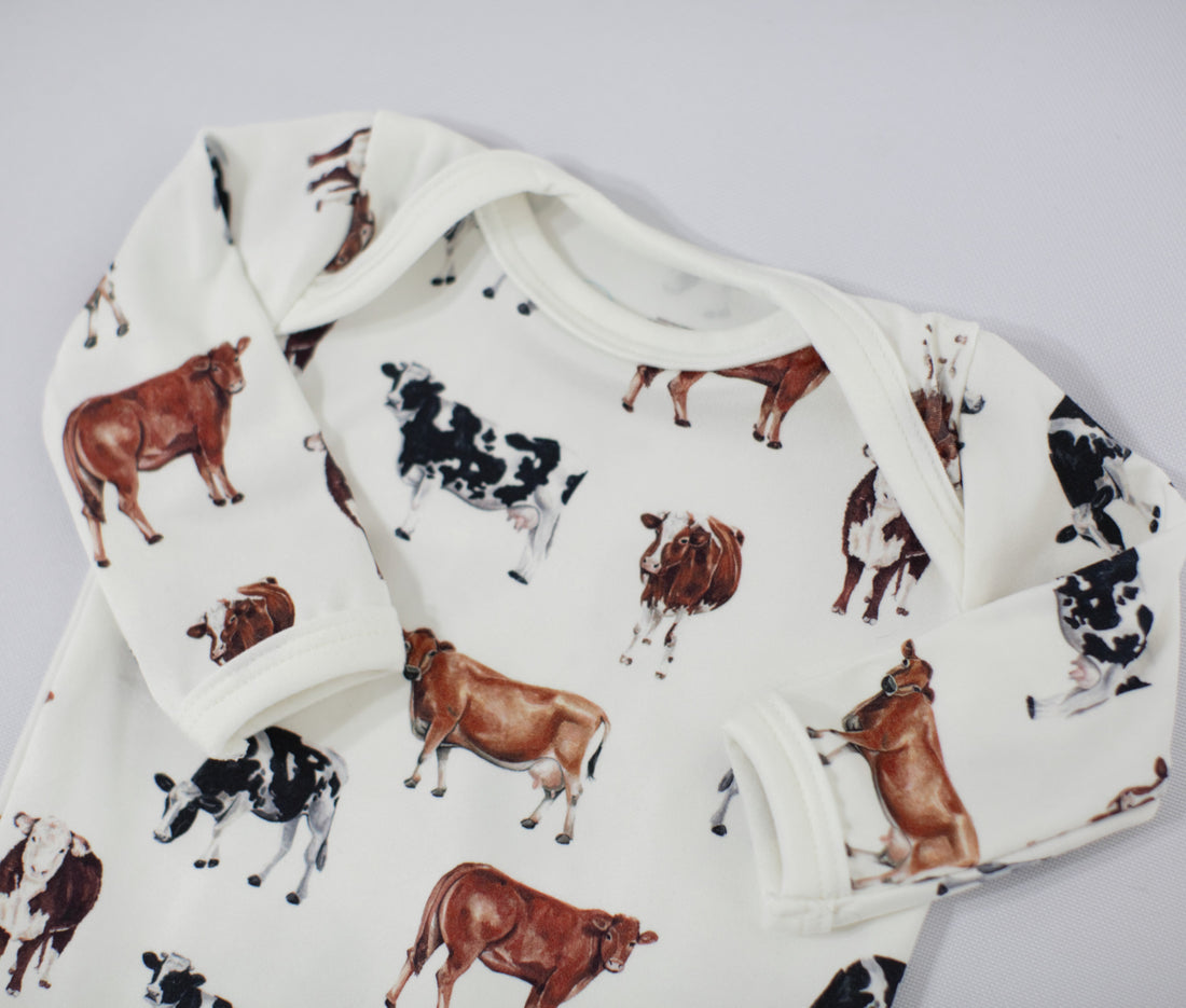 Cow Knotted Baby Gown