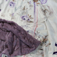 Mom Blanket - Personalized Purple Floral  Double Layer Cozy Throw for Moms