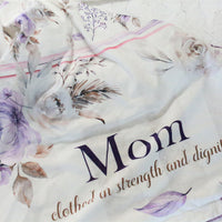Mom Blanket - Personalized Purple Floral  Double Layer Cozy Throw for Moms