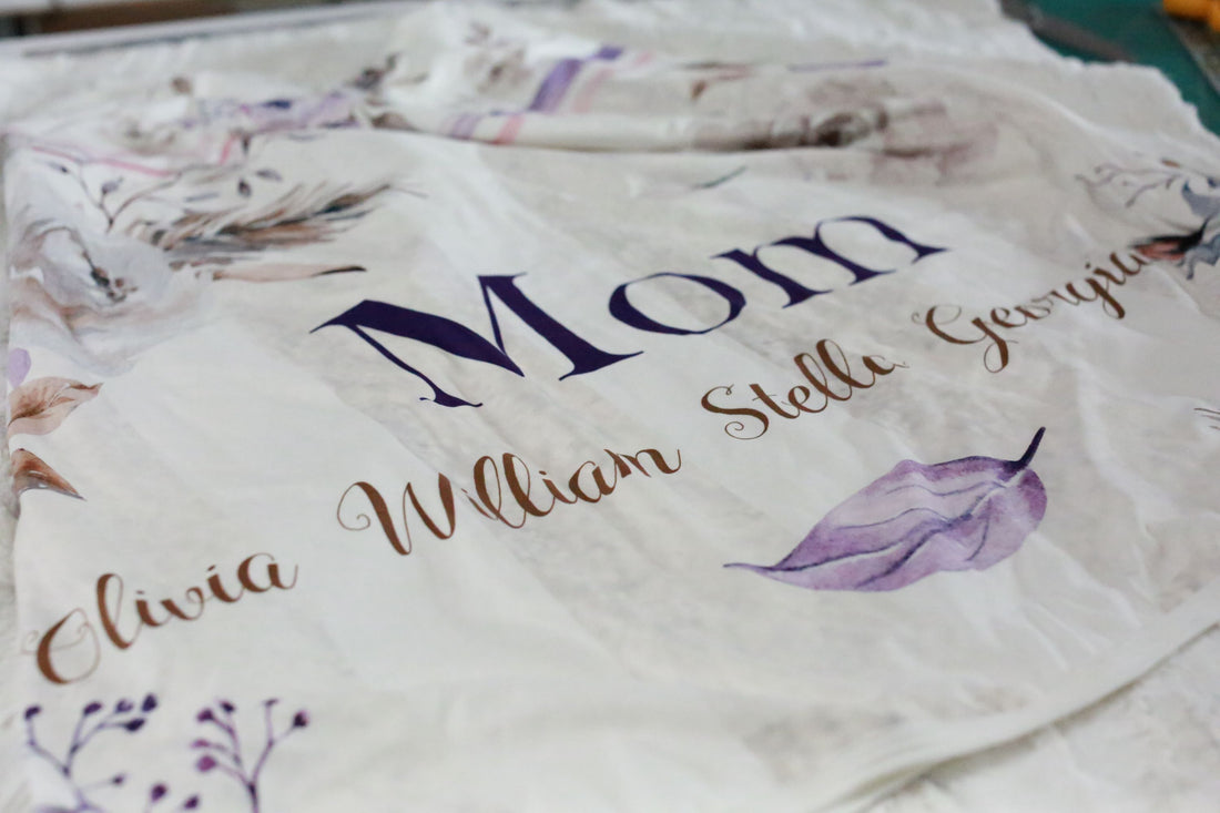 Mom Blanket - Personalized Purple Floral  Double Layer Cozy Throw for Moms