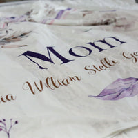 Mom Blanket - Personalized Purple Floral  Double Layer Cozy Throw for Moms