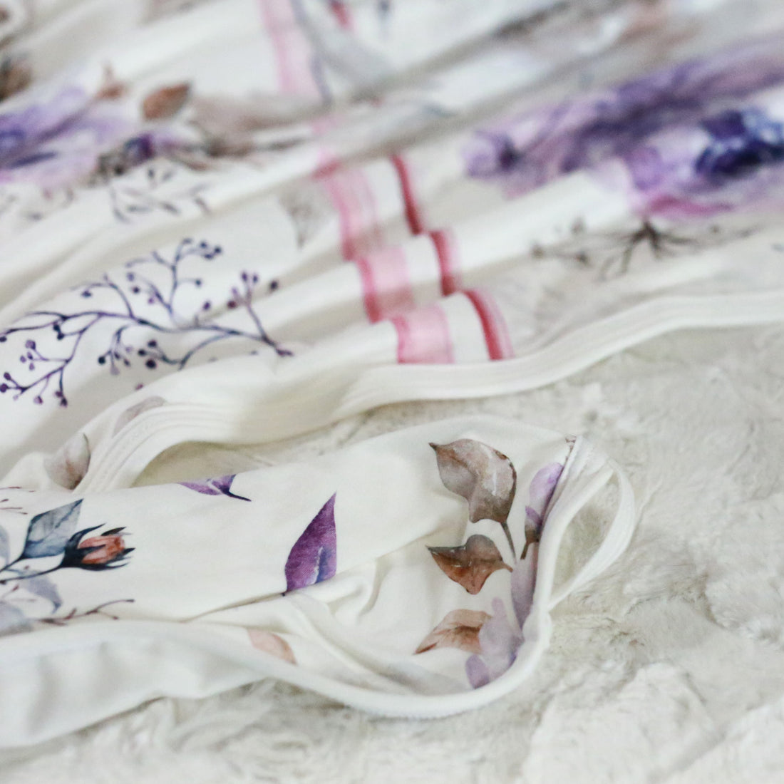 Mom Blanket - Personalized Purple Floral  Double Layer Cozy Throw for Moms