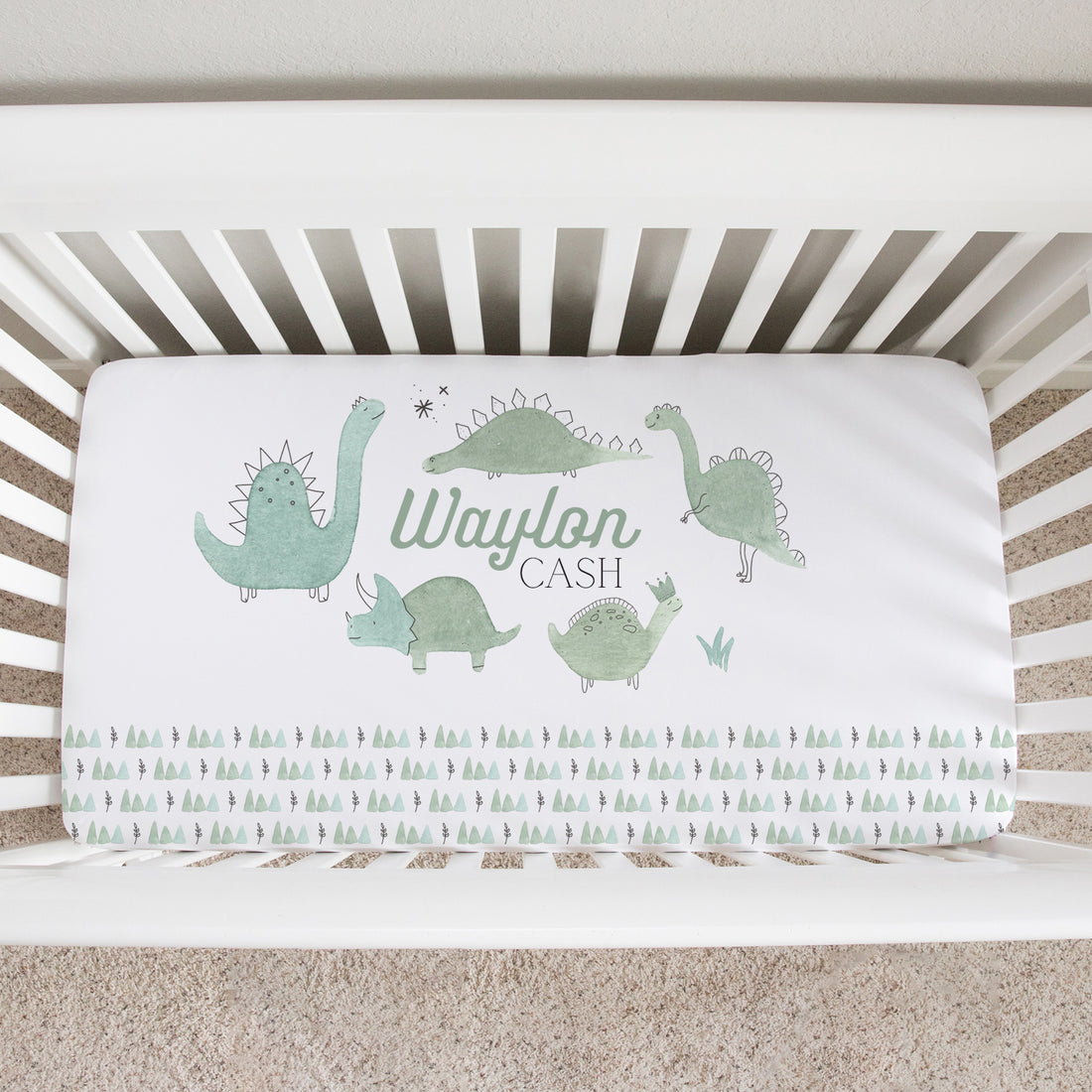 Dino Personalized Custom Crib Sheet