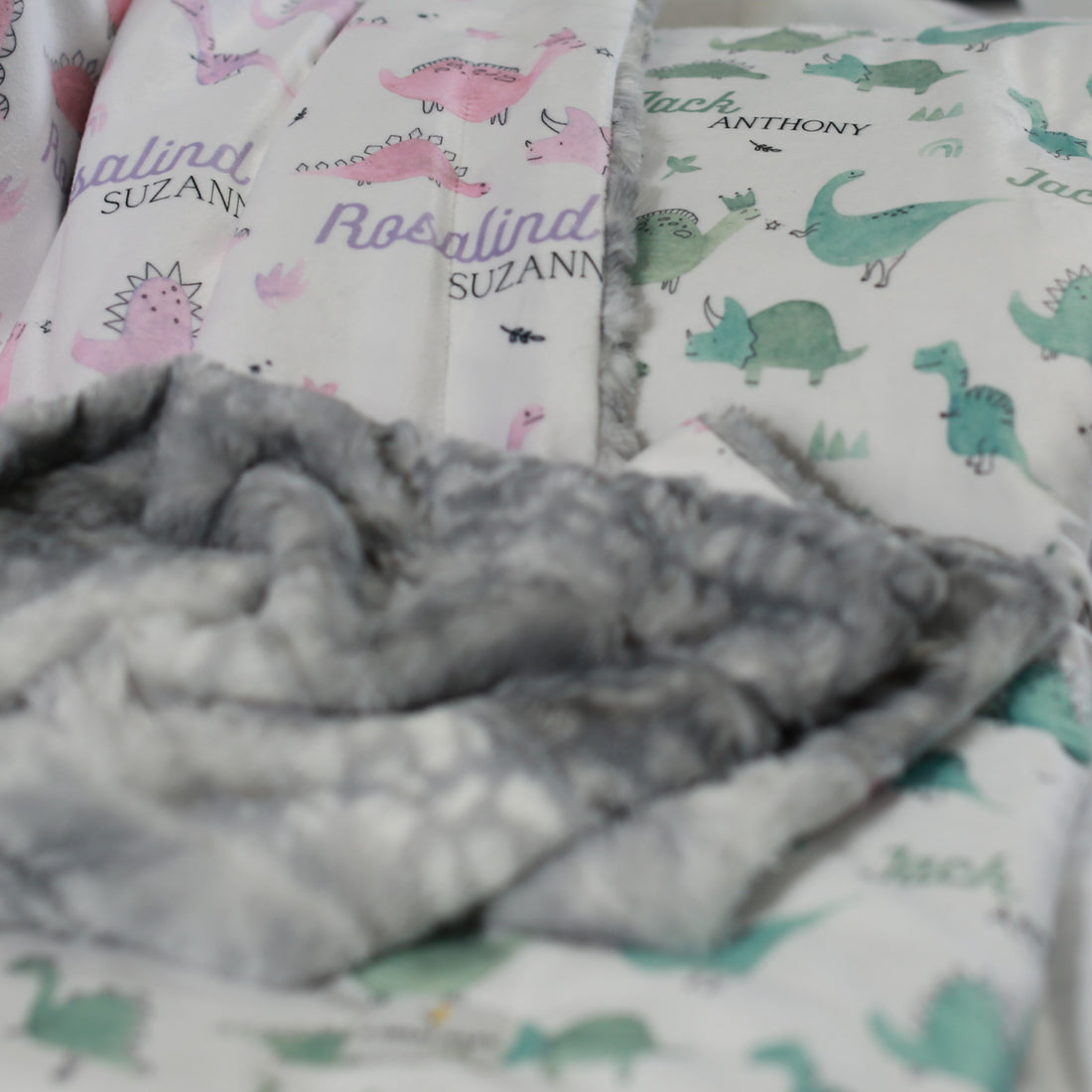Pink Dino Baby Deluxe Blanket