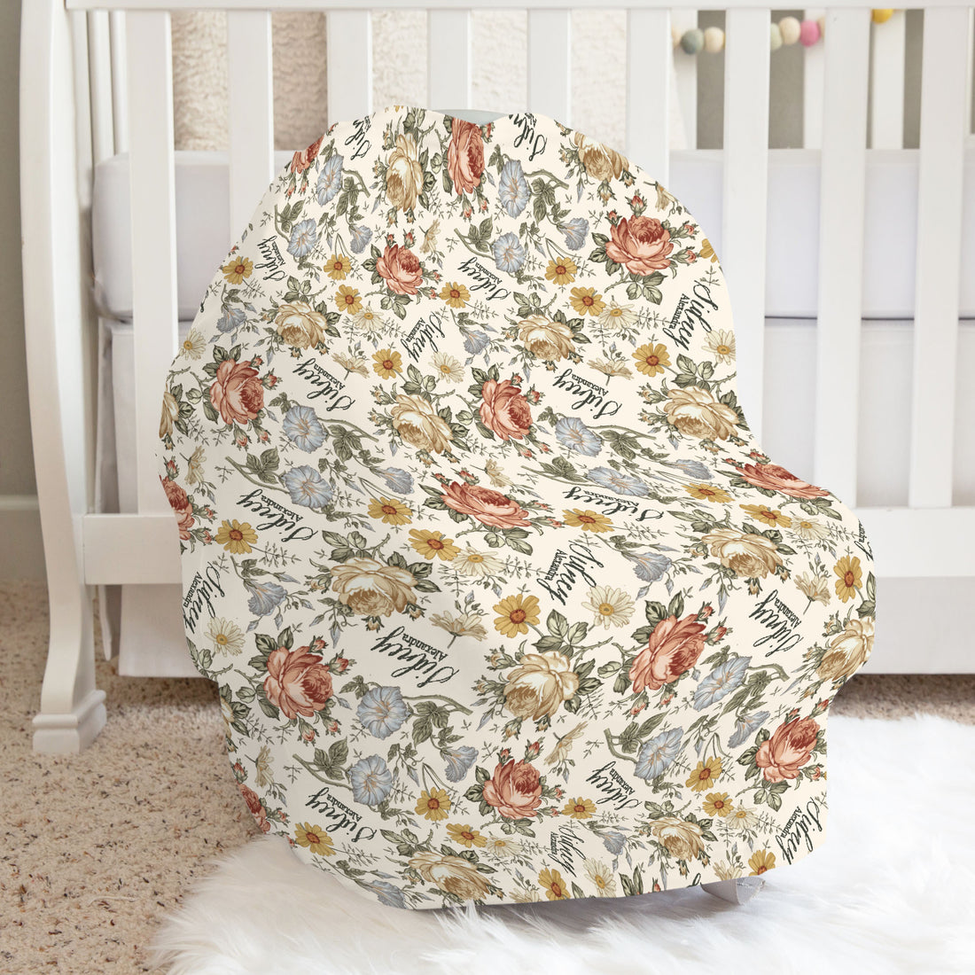 Baby Car Seat Cover - Personalized Stretchy Jersey Protective Infant Shield
