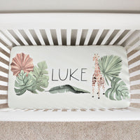Geoffery Giraffe Personalized Custom Crib Sheet