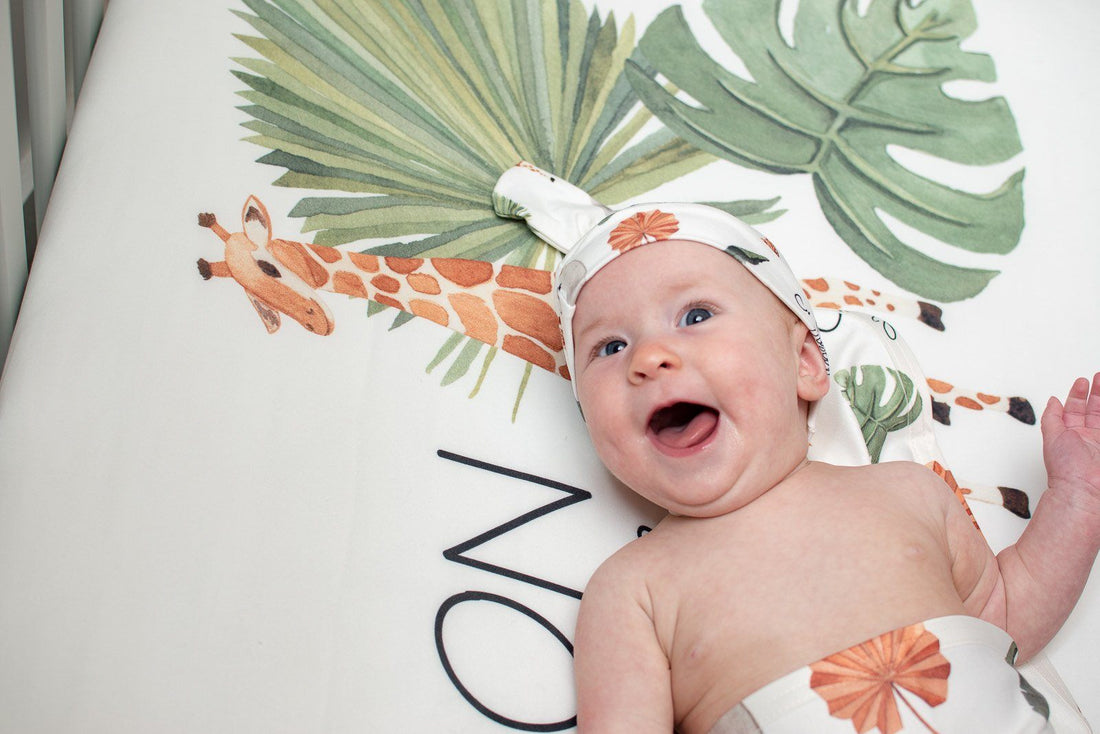 Geoffery Giraffe Personalized Custom Crib Sheet