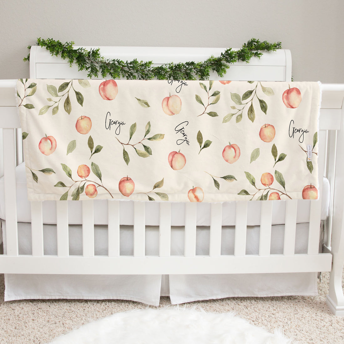 Georgia Peach Newborn Personalized Baby Deluxe Blanket