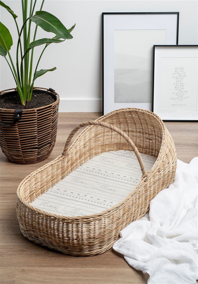 Gray Mudcloth Bassinet Sheet