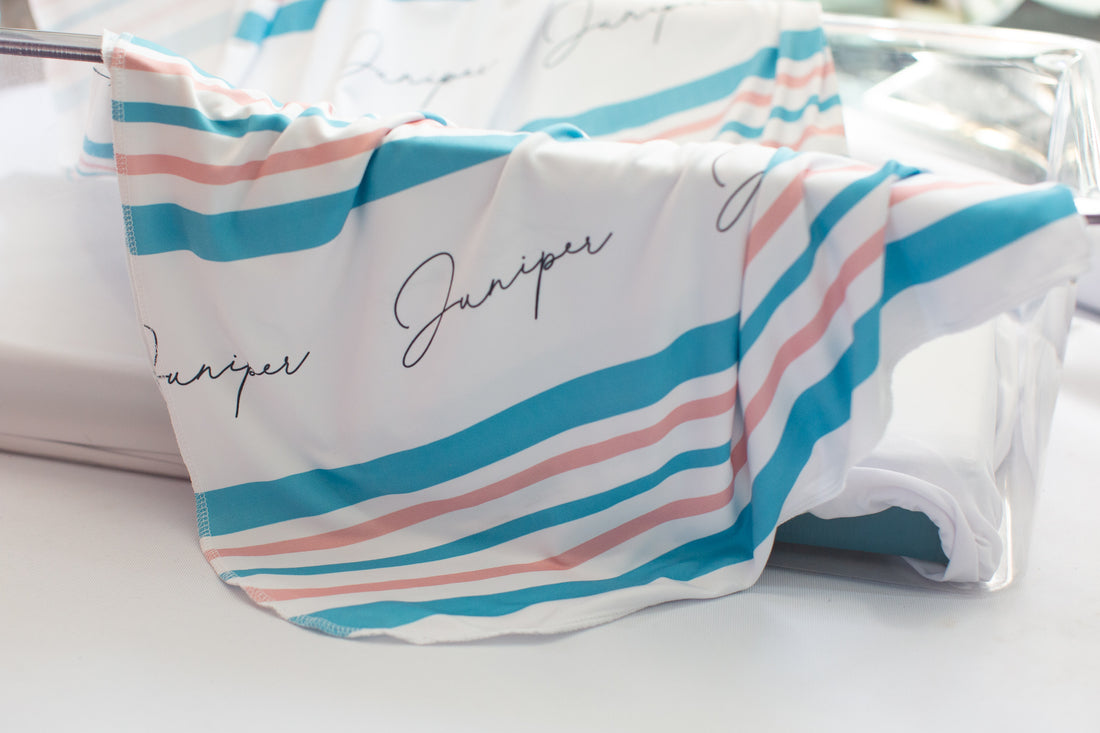 The design on our stretchy hospital swaddle blankets.