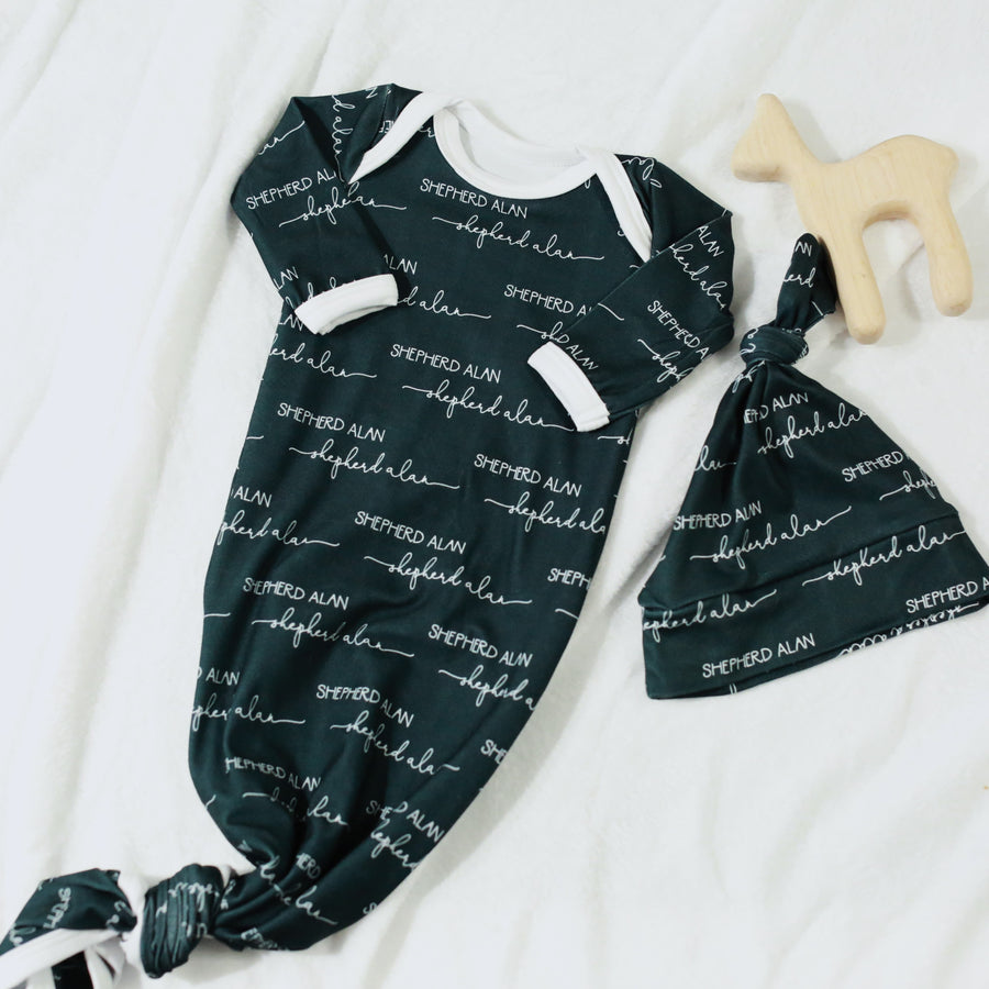 Camden Hunter Green Knotted Baby Gown