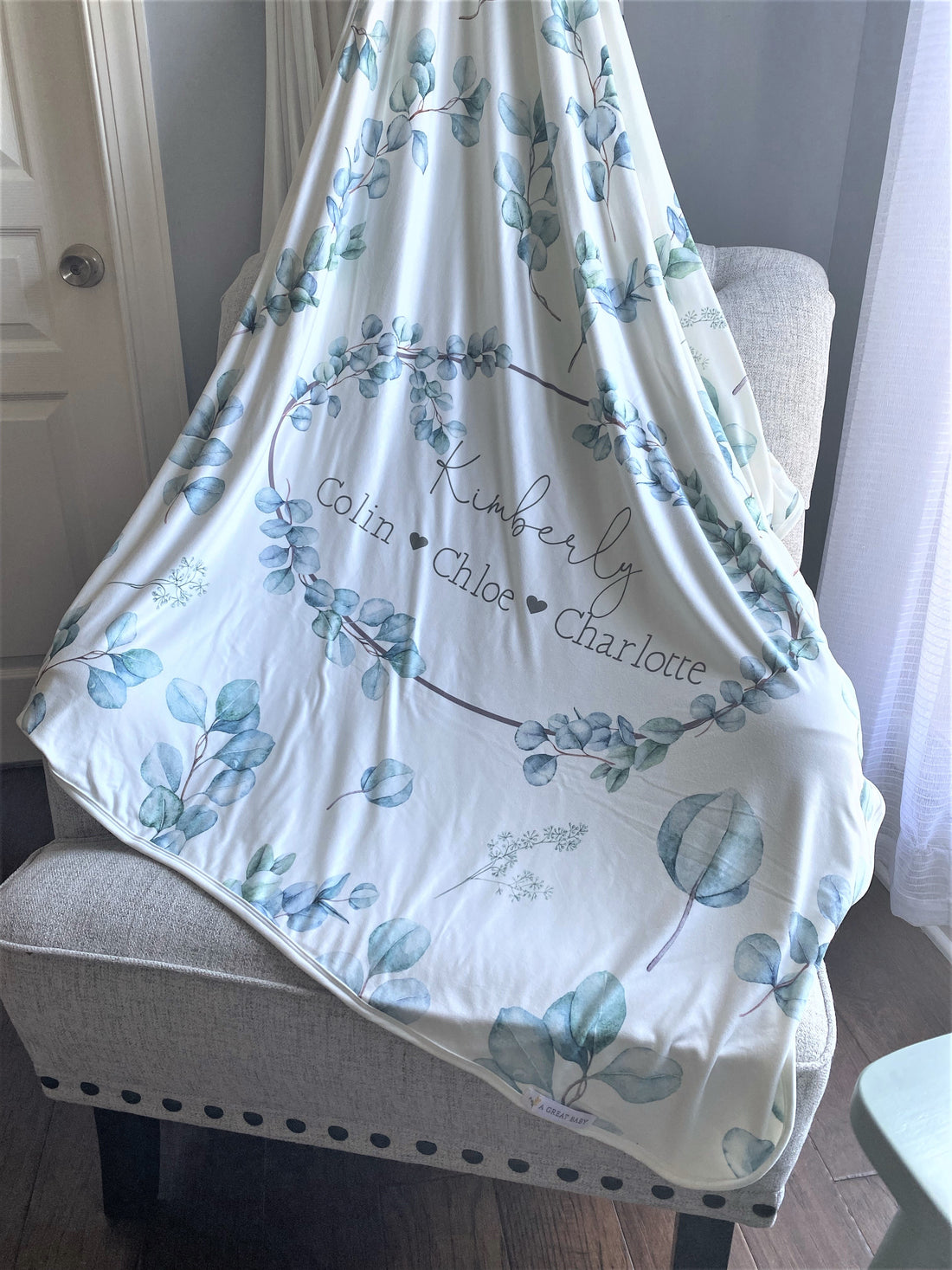 Eucalyptus Mom Blanket – Personalized Soft Cozy Throw | Lightweight, Machine Washable