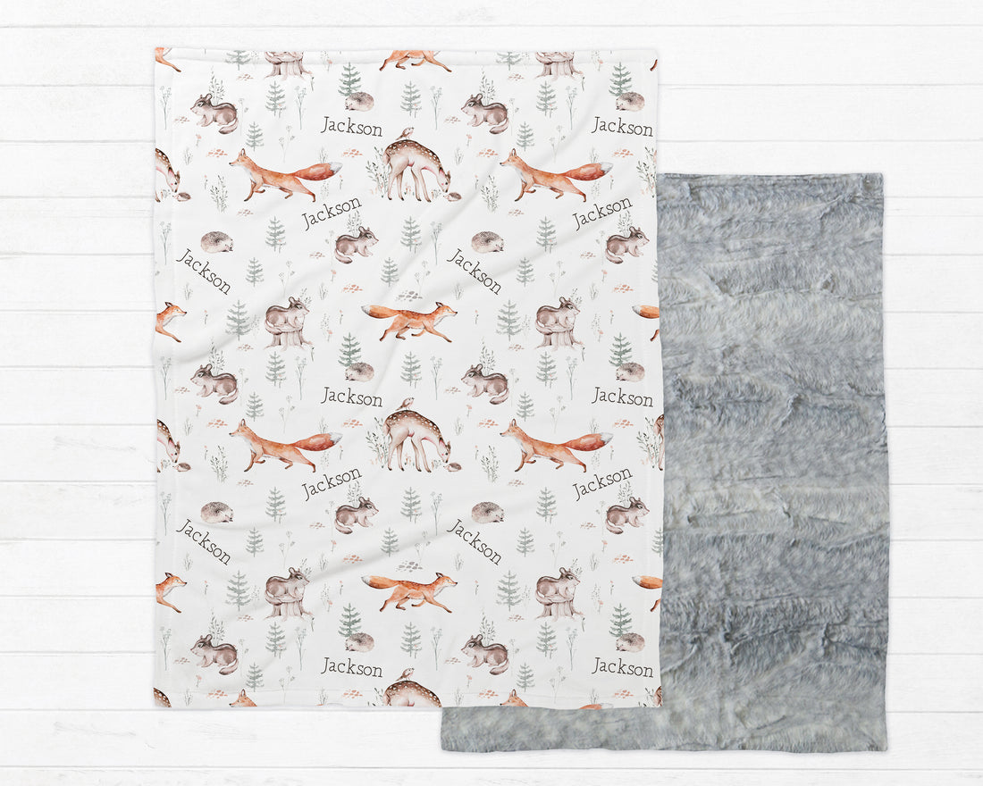 Minky Deluxe Throw - Soft Plush Forest Animal Blanket for Kids & Toddlers