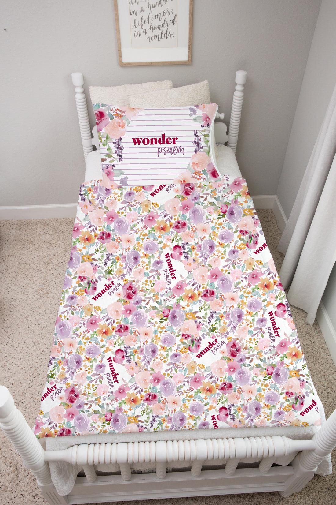 Pink Floral Throw | Minky Deluxe Kids Cozy Plush Blanket by AGreatBaby