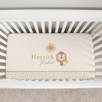 Personalised  Custom Baby Gift Lion Crib Sheet