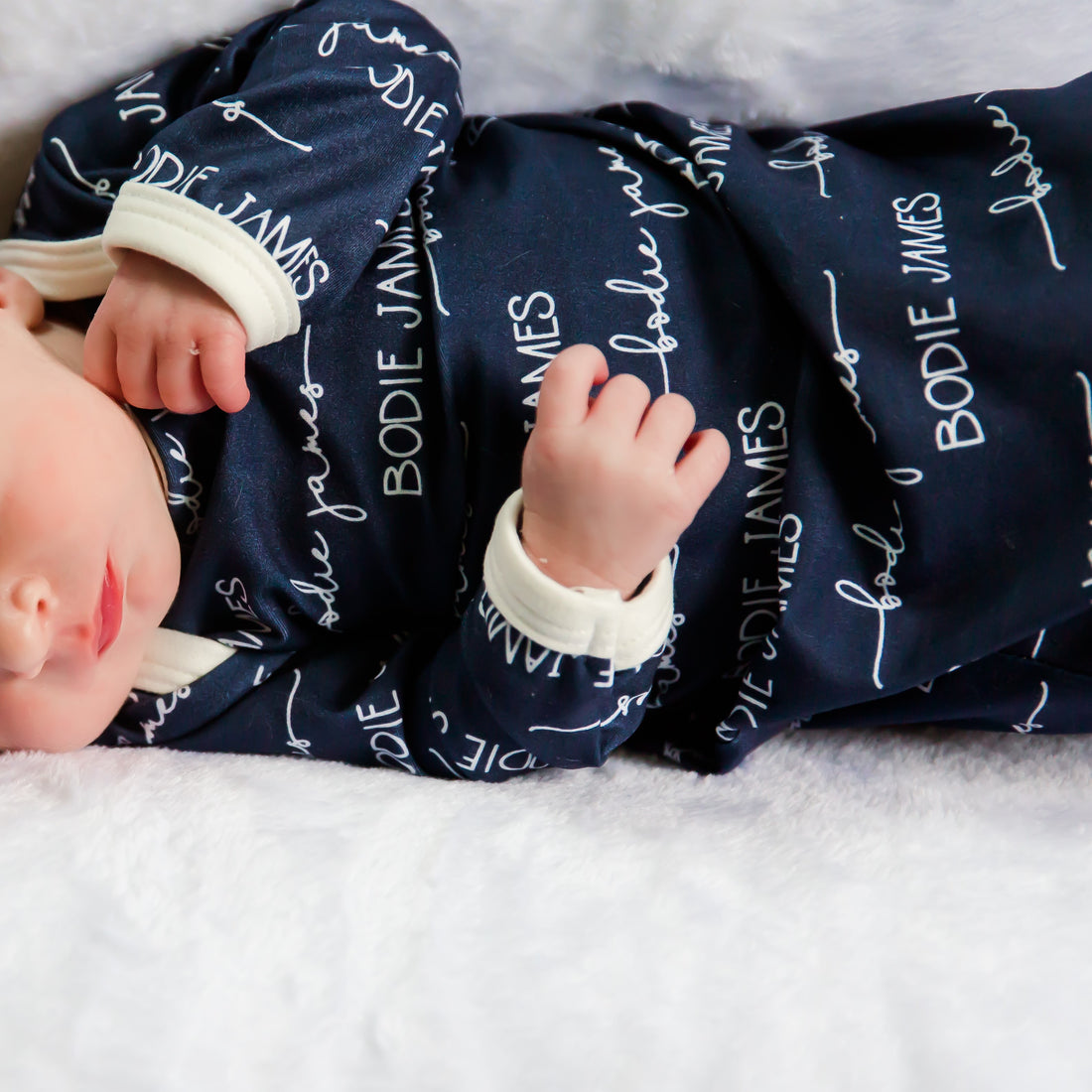 Camden Navy Knotted Baby Gown