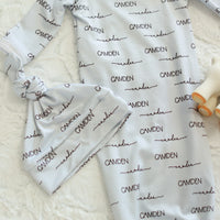 Camden Oatmeal Knotted Baby Gown