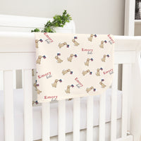 Patriotic Puppy Blankie - Personalized Baby Keepsake Blanket with Satin Trim