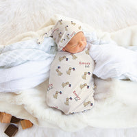 Patriotic Puppy Blankie - Personalized Baby Keepsake Blanket with Satin Trim