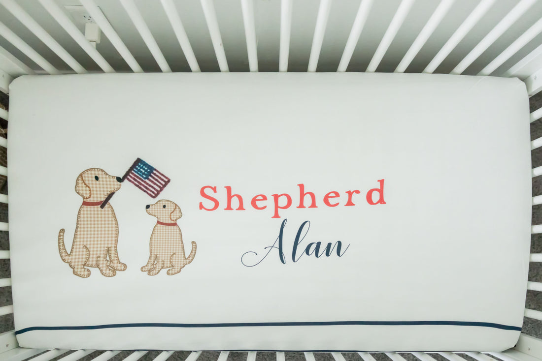 Patriotic Puppy Crib Sheet
