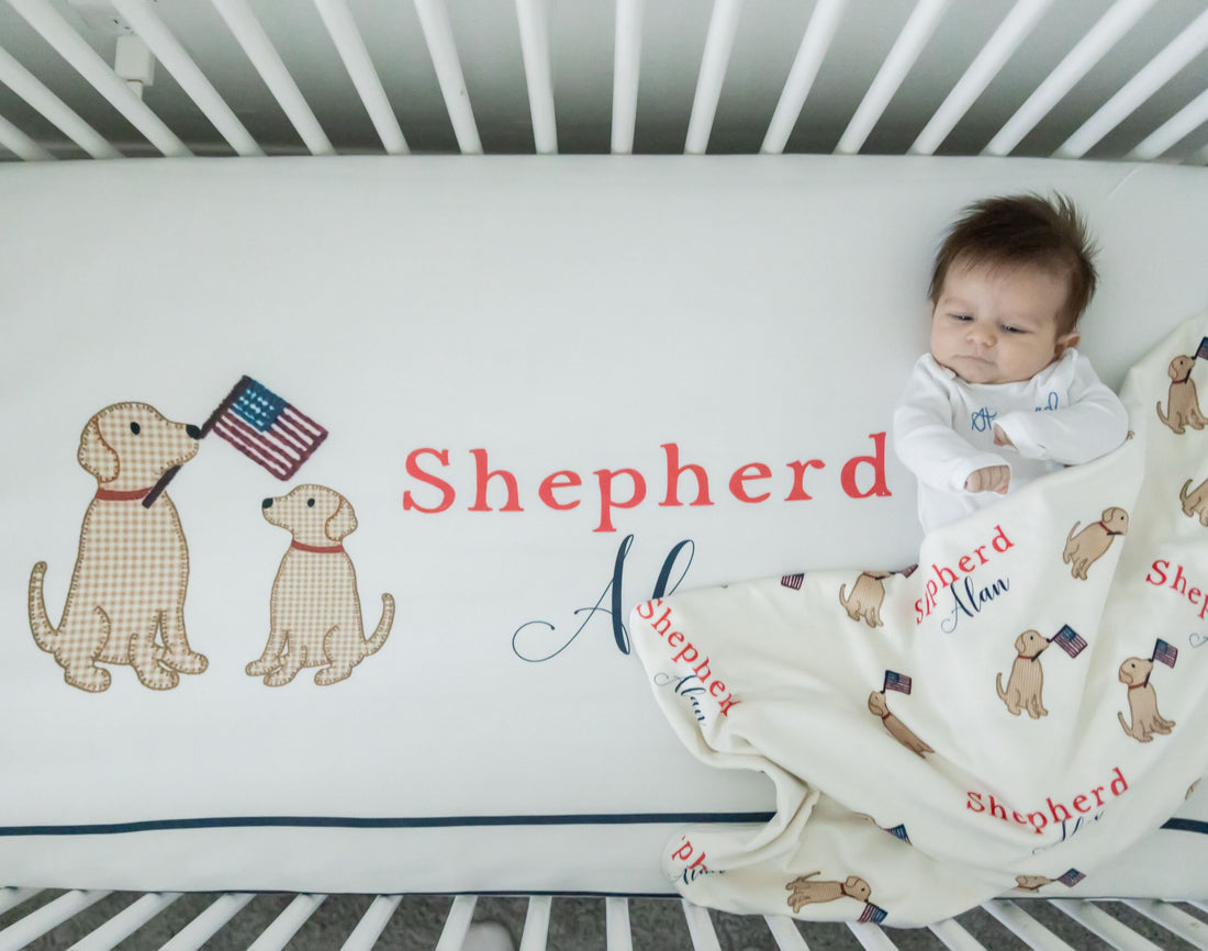 Patriotic Puppy Crib Sheet
