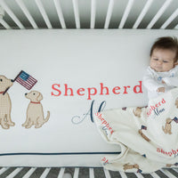 Patriotic Puppy Crib Sheet