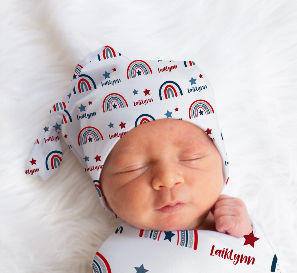 Patriotic Rainbows Hat or Headband