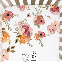 Fall Colors Earthtones Patti Floral Custom Crib Sheet