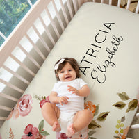 Fall Colors Earthtones Patti Floral Custom Crib Sheet