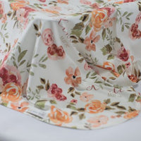 Personalized Baby Blanket – Fall Floral Keepsake Swaddle Blanket with Satin Trim