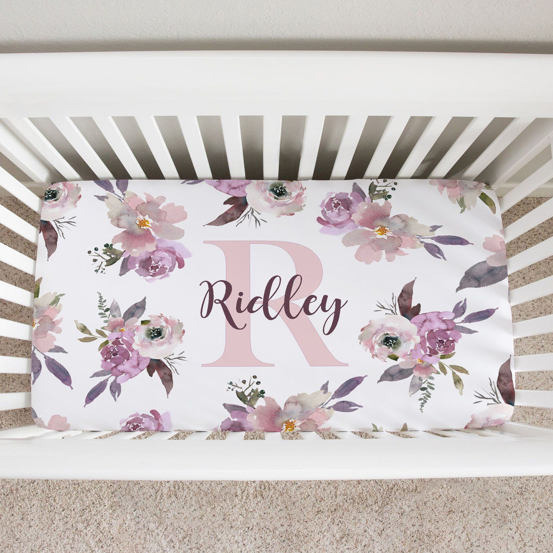 Custom Personalized Plum Perfect Crib Sheet