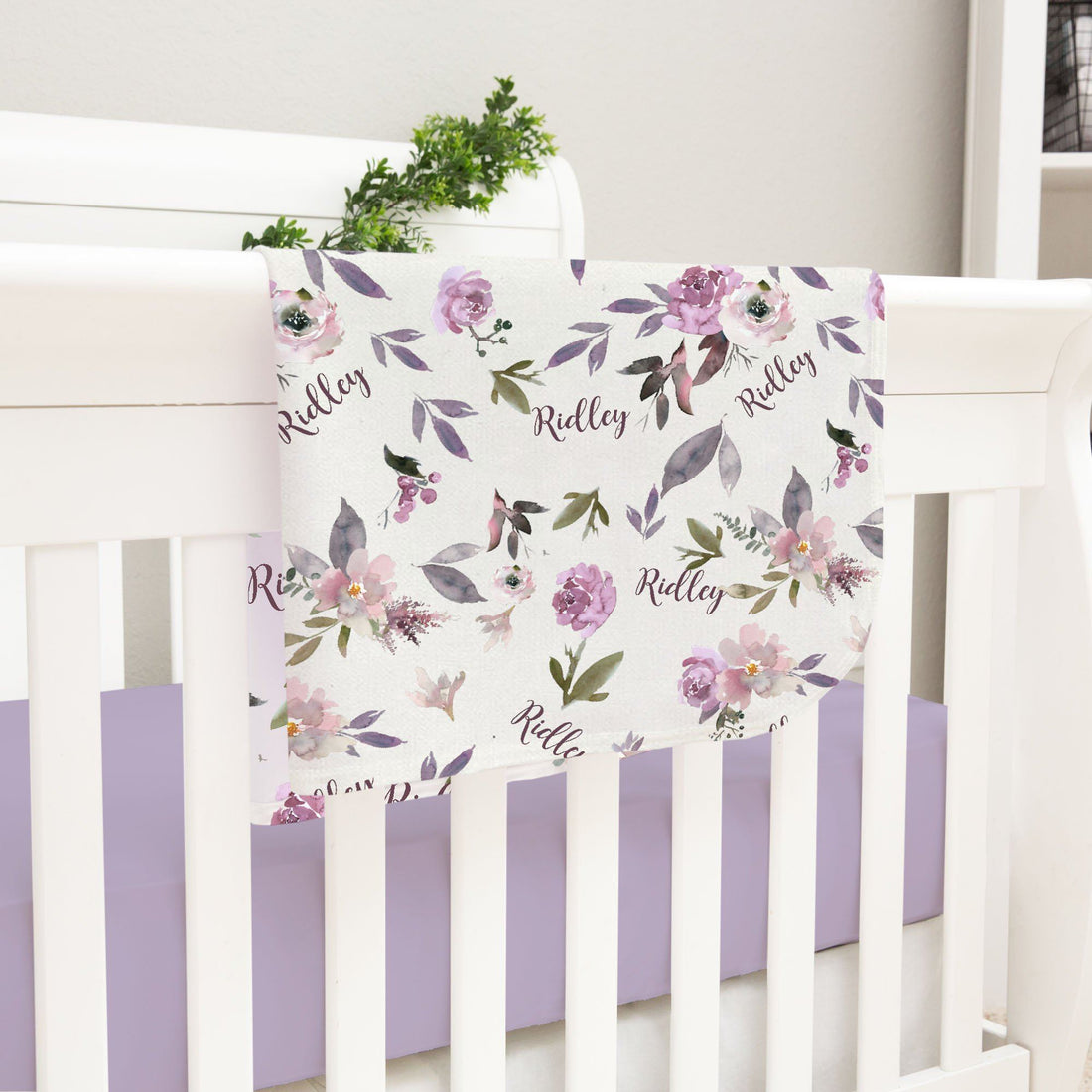 Plum Perfect Blankie - Personalized Baby Swaddle Blanket With Satin Trim Wrap