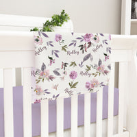Plum Perfect Blankie - Personalized Baby Swaddle Blanket With Satin Trim Wrap