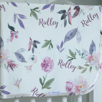 Plum Perfect Blankie - Personalized Baby Swaddle Blanket With Satin Trim Wrap